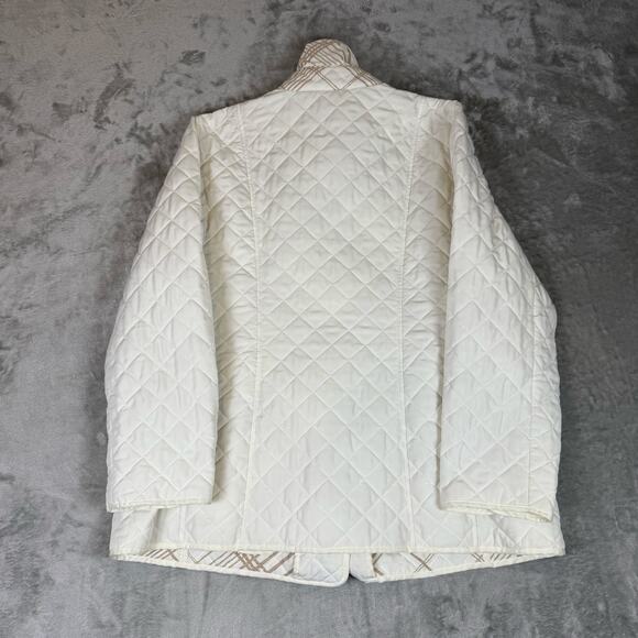 Chico's Quilted Jacket Off White Coat Tortoise Buttons Women’s size 3 - Picture 2 of 5